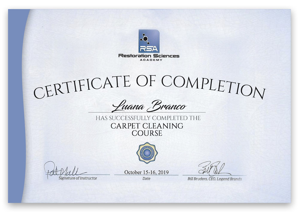 Image of Luana Cleaning Service's certificate of competence