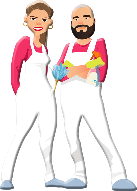 Illustrative image of the characters, owners of the company Luana Cleaning Service
